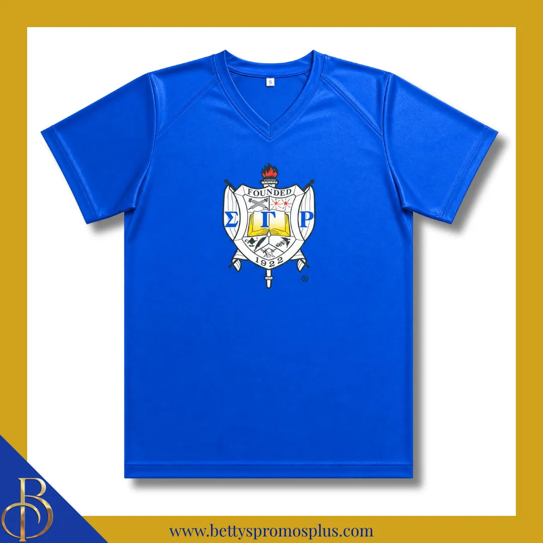 Sigma Gamma Rho ΣΓΡ Shield Performance Moisture Wicking Screen Printed Workout T-Shirt-Blue-Small-Sigma Gamma Rho Paraphernalia-Sigma Gamma Rho T-Shirts-Betty's Promos Plus