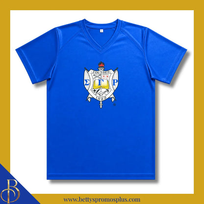 Sigma Gamma Rho ΣΓΡ Shield Performance Moisture Wicking Screen Printed Workout T-Shirt-Blue-Small-Sigma Gamma Rho Paraphernalia-Sigma Gamma Rho T-Shirts-Betty's Promos Plus