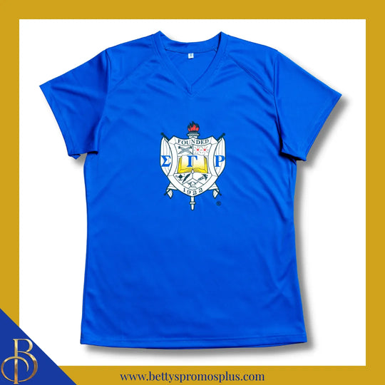 Sigma Gamma Rho ΣΓΡ Shield Performance Moisture Wicking Screen Printed Workout T-Shirt-Blue-Small-Sigma Gamma Rho Paraphernalia-Sigma Gamma Rho T-Shirts-Betty's Promos Plus
