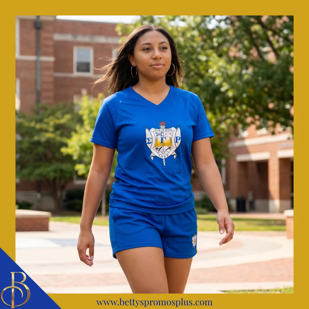 Sigma Gamma Rho ΣΓΡ Shield Performance Moisture Wicking Screen Printed Workout T-Shirt-Sigma Gamma Rho Paraphernalia-Sigma Gamma Rho T-Shirts-Betty's Promos Plus