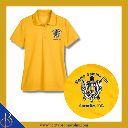 Sigma Gamma Rho ΣΓΡ Shield Polo Golf Shirt, Pique & Dry Fit Available-Sigma Gamma Rho Paraphernalia-Sigma Gamma Rho Polo Shirt-Betty's Promos Plus