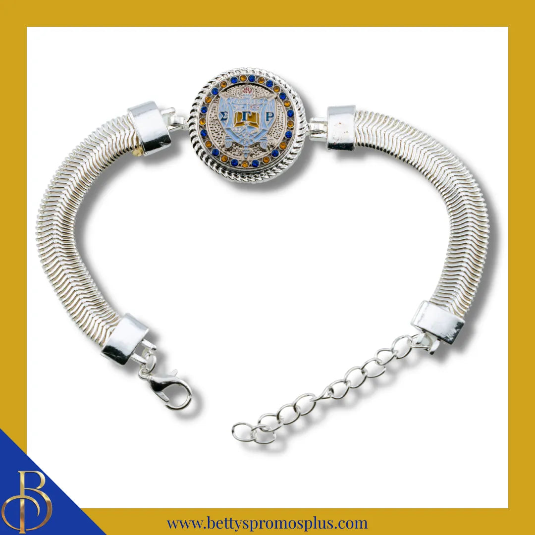 Sigma Gamma Rho ΣΓΡ Snap Button Bracelet Jewelry with Interchangeable Snaps-Silver-Single Bracelet-ΣΓΡ Shield-Sigma Gamma Rho Paraphernalia-Sigma Gamma Rho Bracelet-Betty's Promos Plus