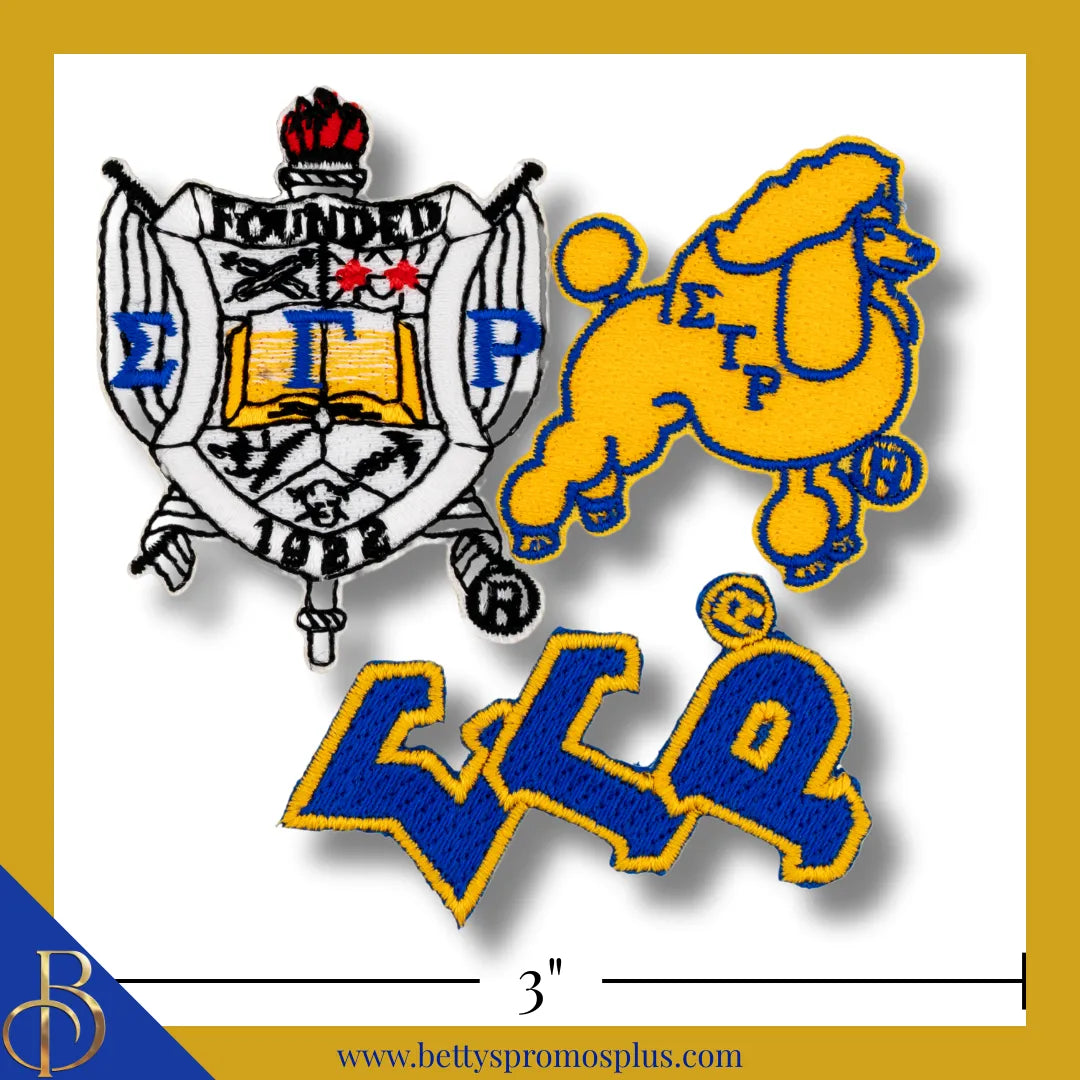 Sigma Gamma Rho ΣΓΡ Stick-On Embroidered Patch Set of 3 Patches-Pack #1-Sigma Gamma Rho Paraphernalia-Sigma Gamma Rho Patch-Betty's Promos Plus