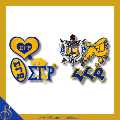Sigma Gamma Rho ΣΓΡ Stick-On Embroidered Patch Set of 3 Patches-Sigma Gamma Rho Paraphernalia-Sigma Gamma Rho Patch-Betty's Promos Plus