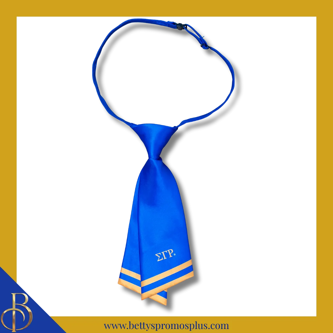 Sigma Gamma Rho ΣΓΡ Striped Pre-Tied Adjustable Necktie-Blue-Sigma Gamma Rho Paraphernalia-Sigma Gamma Rho Bow Tie-Betty's Promos Plus