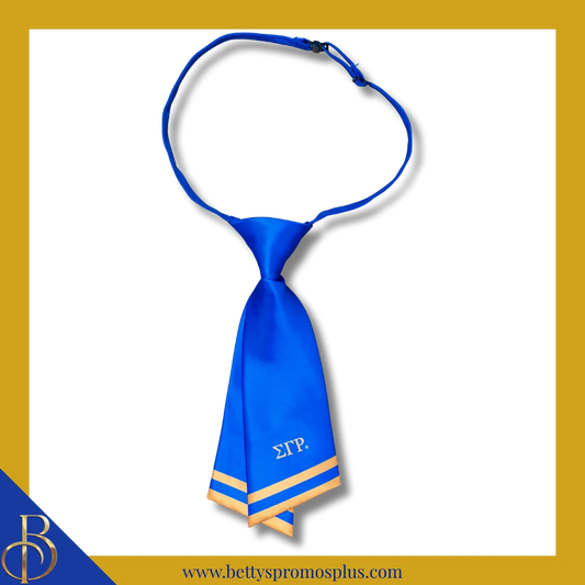 Sigma Gamma Rho ΣΓΡ Striped Pre-Tied Adjustable Necktie-Blue-Sigma Gamma Rho Paraphernalia-Sigma Gamma Rho Bow Tie-Betty's Promos Plus