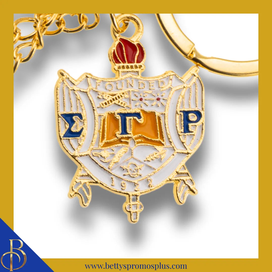 Sigma Gamma Rho ΣΓΡ Tassel Keychain with ΣΓΡ Crest Charm-Sigma Gamma Rho Paraphernalia-Sigma Gamma Rho Keychain-Betty's Promos Plus