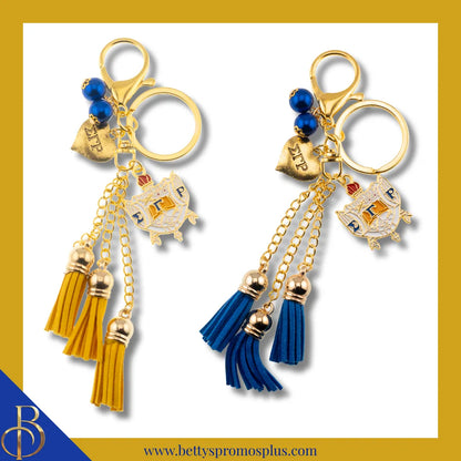Sigma Gamma Rho ΣΓΡ Tassel Keychain with ΣΓΡ Crest Charm-Sigma Gamma Rho Paraphernalia-Sigma Gamma Rho Keychain-Betty's Promos Plus