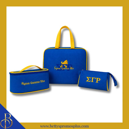 Sigma Gamma Rho ΣΓΡ Toiletry Bag Set of 3 Makeup Travel Kit Bathroom and Luggage Organizer-Blue-Sigma Gamma Rho Paraphernalia-Sigma Gamma Rho Cosmetic Case-Betty's Promos Plus