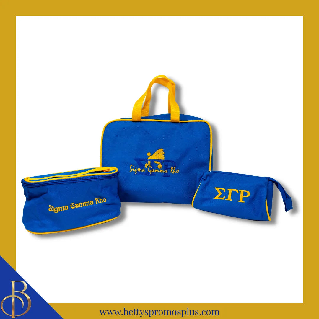 Sigma Gamma Rho ΣΓΡ Toiletry Bag Set of 3 Makeup Travel Kit Bathroom and Luggage Organizer-Blue-Sigma Gamma Rho Paraphernalia-Sigma Gamma Rho Cosmetic Case-Betty's Promos Plus