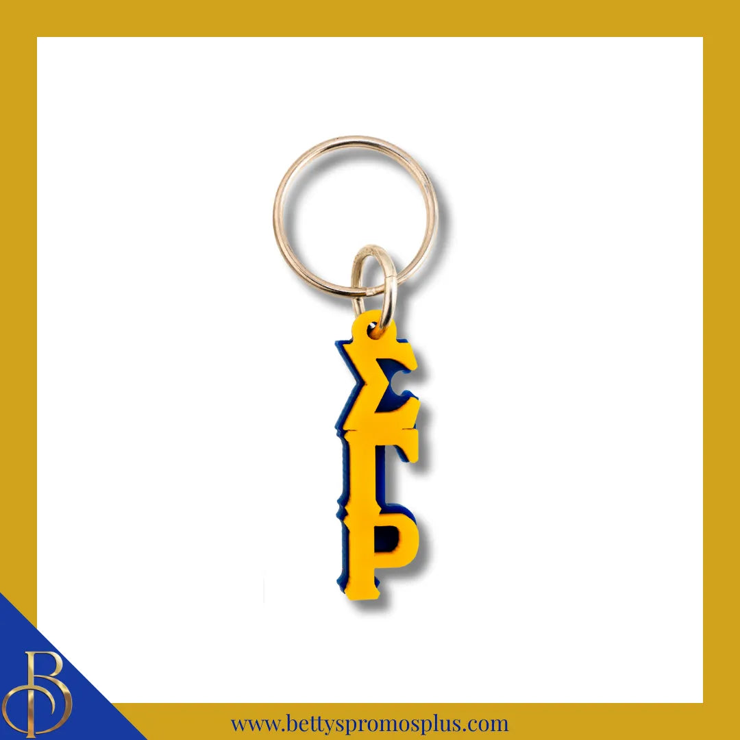 Sigma Gamma Rho ΣΓΡ Vertical Greek Letters Acrylic Keychain-Gold-Small-Sigma Gamma Rho Paraphernalia-Sigma Gamma Rho Keychain-Betty's Promos Plus