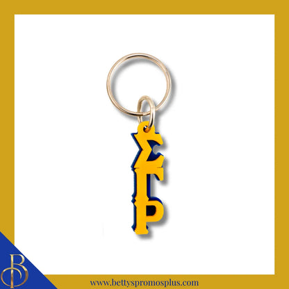 Sigma Gamma Rho ΣΓΡ Vertical Greek Letters Acrylic Keychain-Gold-Small-Sigma Gamma Rho Paraphernalia-Sigma Gamma Rho Keychain-Betty's Promos Plus