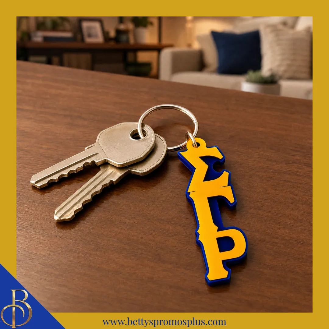 Sigma Gamma Rho ΣΓΡ Vertical Greek Letters Acrylic Keychain-Sigma Gamma Rho Paraphernalia-Sigma Gamma Rho Keychain-Betty's Promos Plus