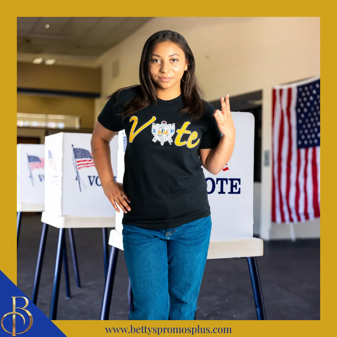 Sigma Gamma Rho ΣΓΡ VOTE Screen Printed T-Shirt-Sigma Gamma Rho Paraphernalia-Sigma Gamma Rho T-Shirts-Betty's Promos Plus