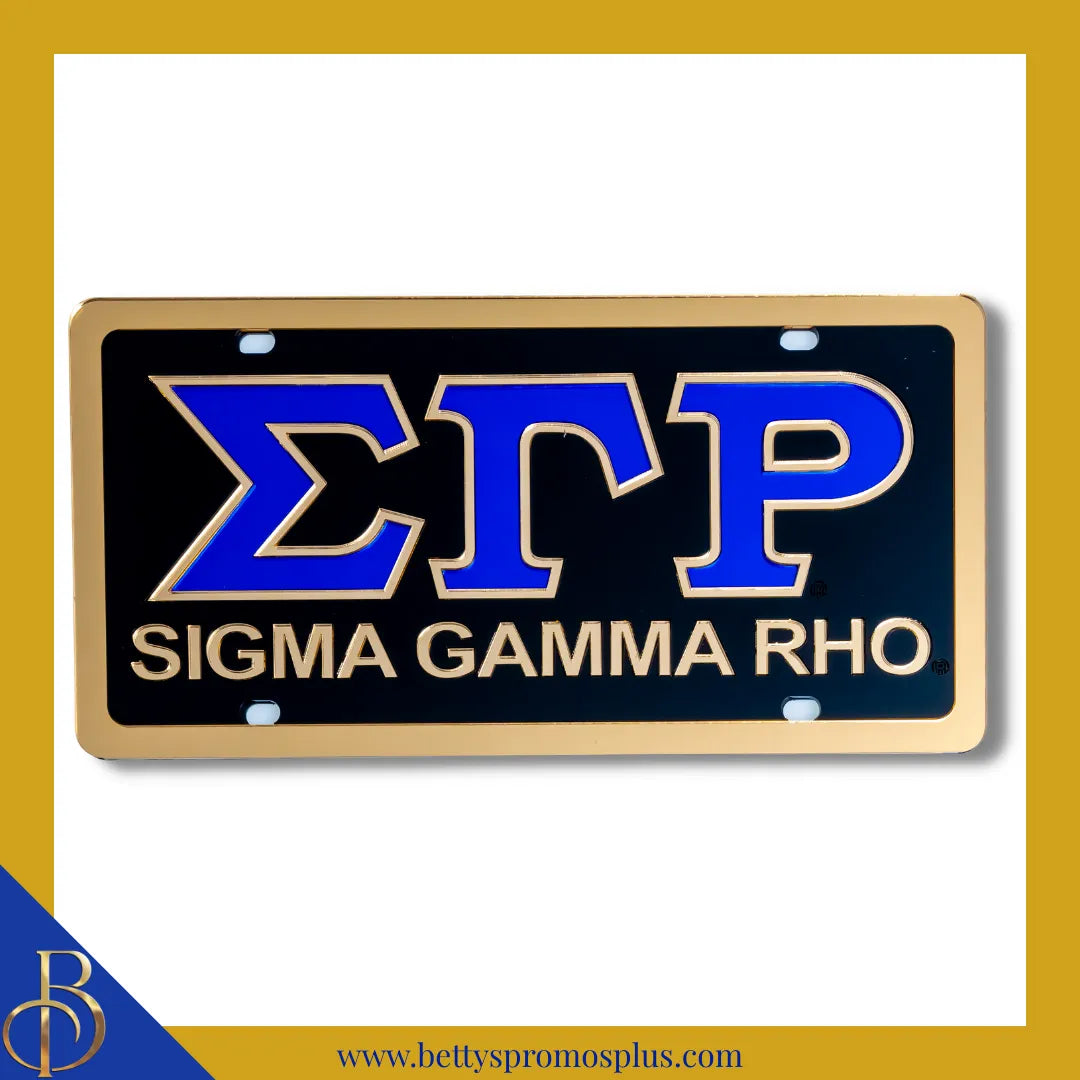 Sigma Gamma Rho ΣΓΡ with Sigma Gamma Rho Laser Engraved Mirrored Acrylic Auto Tag License Plate-Sigma Gamma Rho Paraphernalia-Sigma Gamma Rho Auto Tag-Betty's Promos Plus