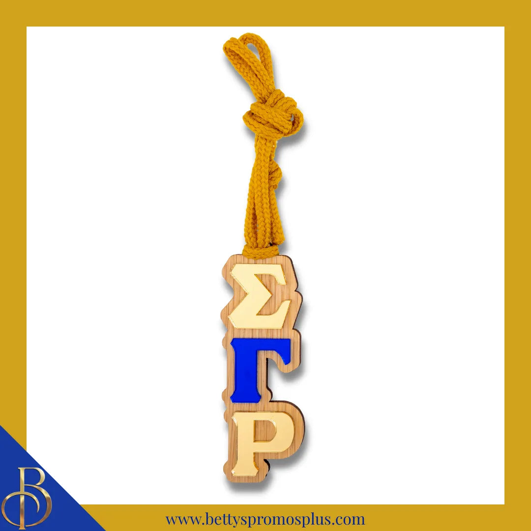 Sigma Gamma Rho ΣΓΡ Wood Tiki Necklace with Acrylic Greek Letters-Blue-Sigma Gamma Rho Paraphernalia-Sigma Gamma Rho Tiki Necklace-Betty's Promos Plus