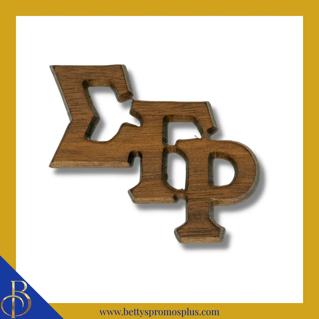 Sigma Gamma Rho ΣΓΡ Wooden Greek Letters Lapel Pin-Brown-Large-Sigma Gamma Rho Paraphernalia-Sigma Gamma Rho Lapel Pin-Betty's Promos Plus