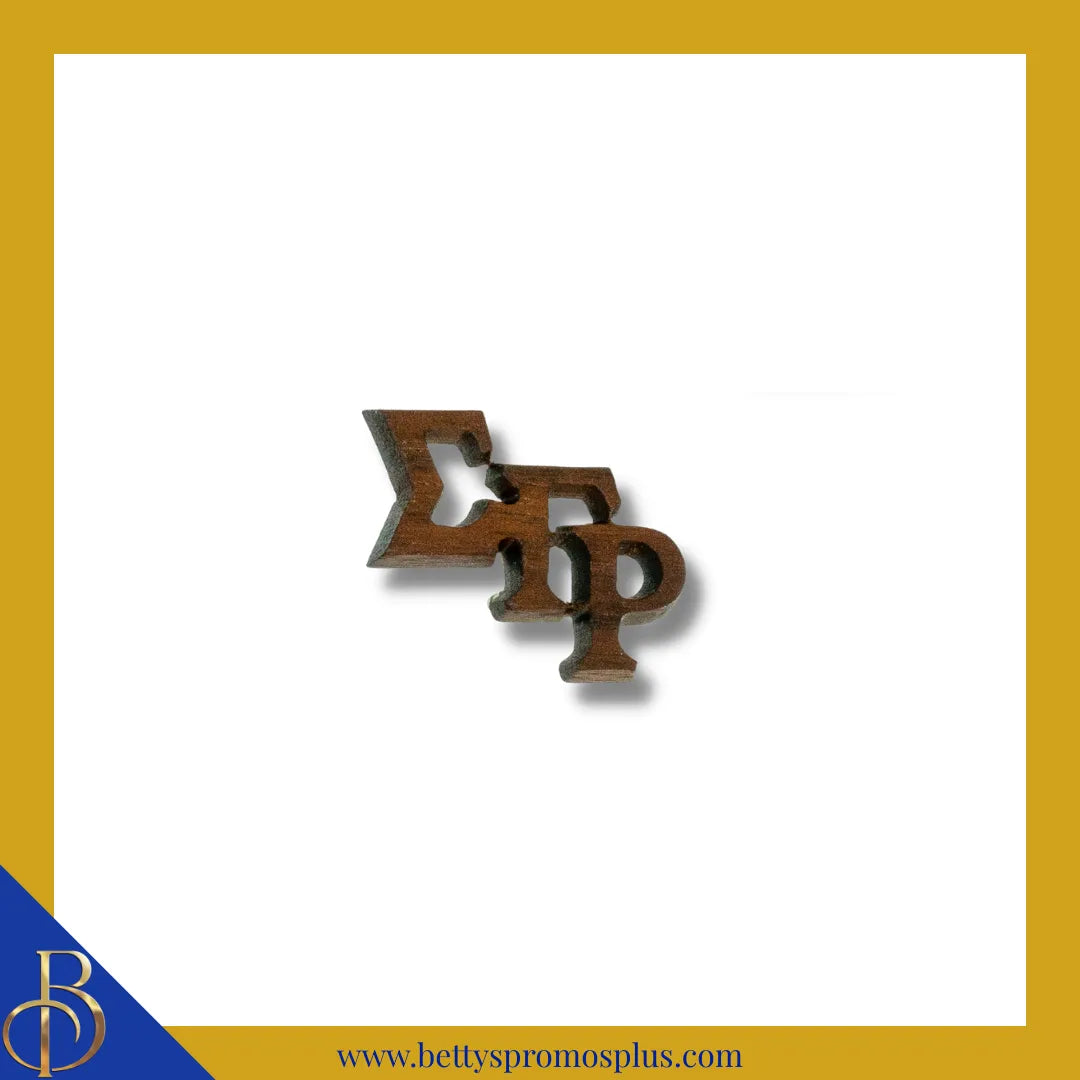 Sigma Gamma Rho ΣΓΡ Wooden Greek Letters Lapel Pin-Brown-Small-Sigma Gamma Rho Paraphernalia-Sigma Gamma Rho Lapel Pin-Betty's Promos Plus