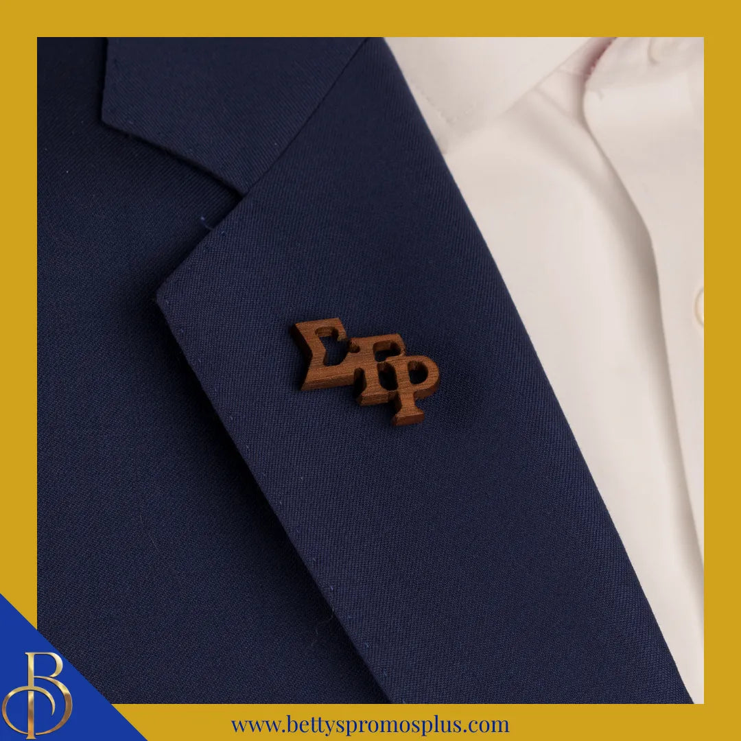 Sigma Gamma Rho ΣΓΡ Wooden Greek Letters Lapel Pin-Sigma Gamma Rho Paraphernalia-Sigma Gamma Rho Lapel Pin-Betty's Promos Plus
