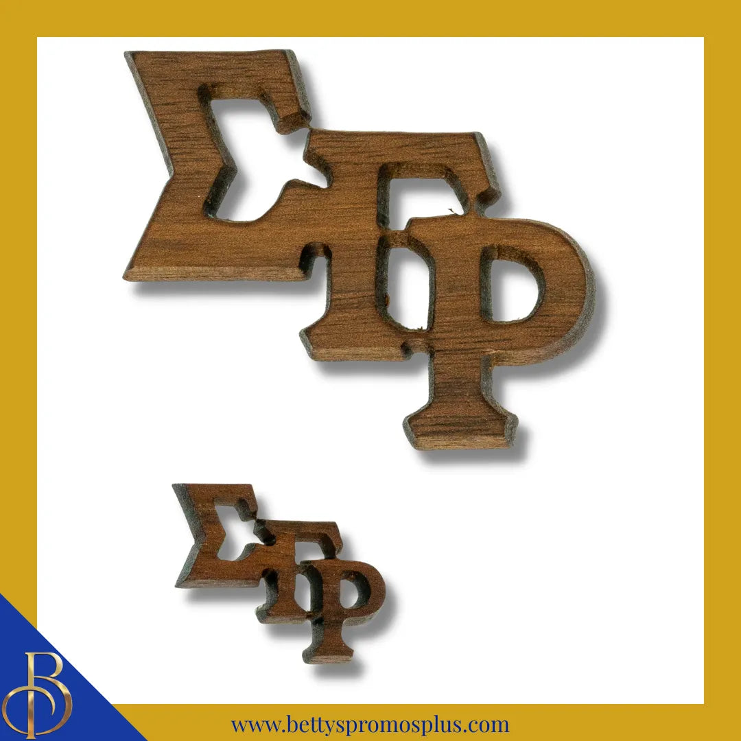 Sigma Gamma Rho ΣΓΡ Wooden Greek Letters Lapel Pin-Sigma Gamma Rho Paraphernalia-Sigma Gamma Rho Lapel Pin-Betty's Promos Plus