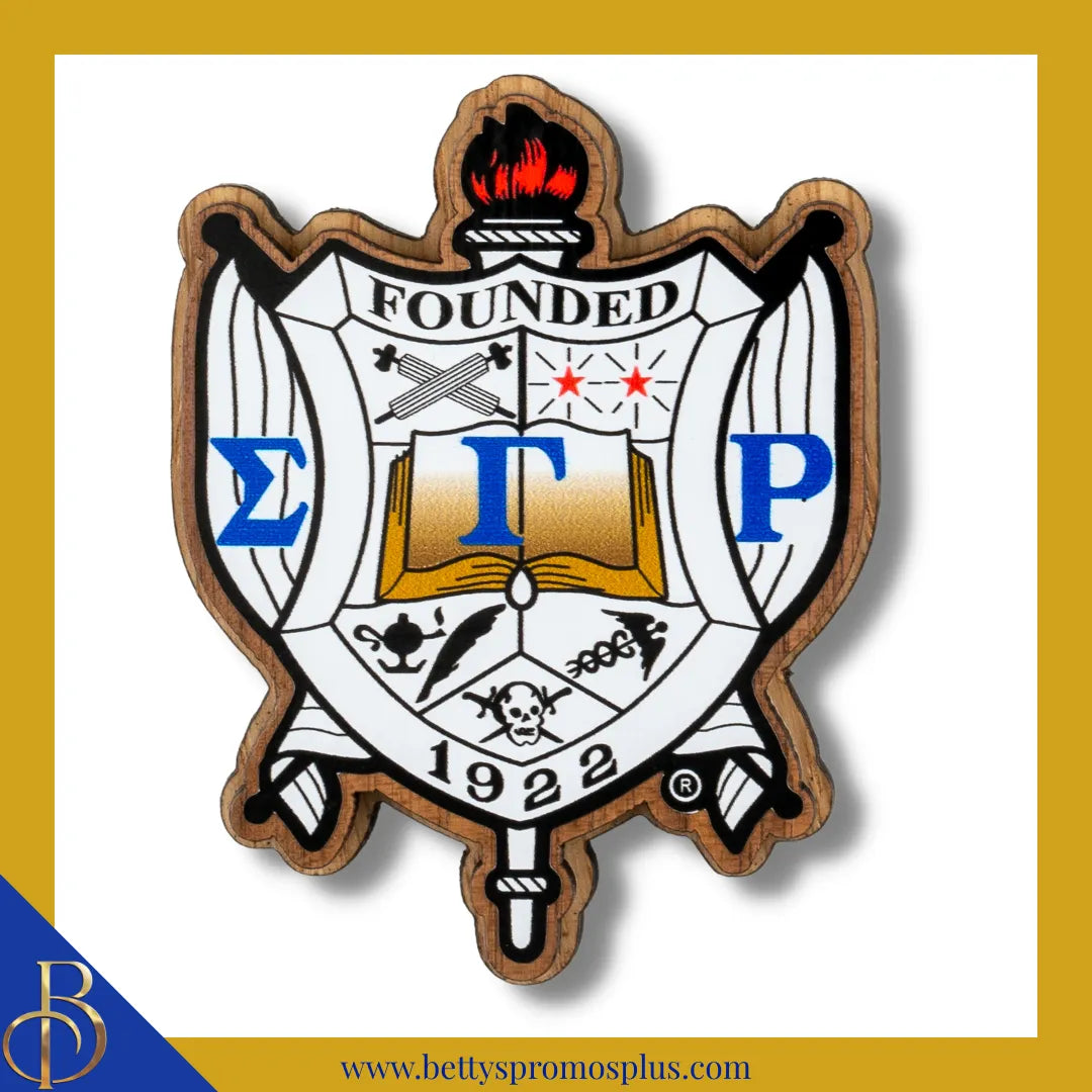 Sigma Gamma Rho ΣΓΡ Wooden Shield Decal-Large-Sigma Gamma Rho Paraphernalia-Sigma Gamma Rho Wood Decal-Betty's Promos Plus