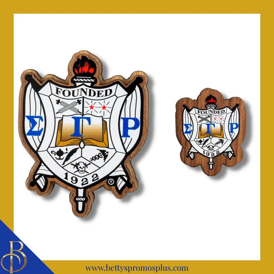 Sigma Gamma Rho ΣΓΡ Wooden Shield Decal-Sigma Gamma Rho Paraphernalia-Sigma Gamma Rho Wood Decal-Betty's Promos Plus