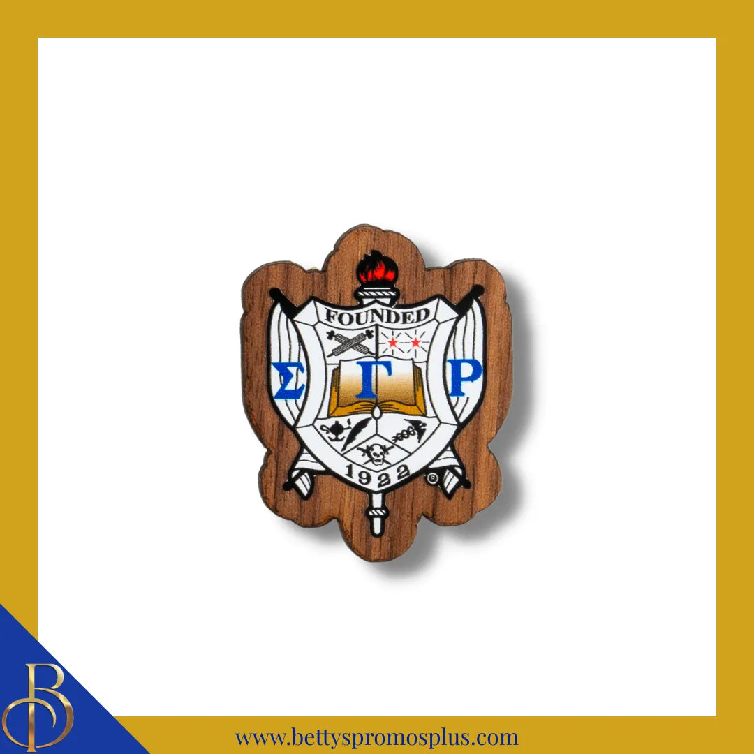 Sigma Gamma Rho ΣΓΡ Wooden Shield Decal-Small-Sigma Gamma Rho Paraphernalia-Sigma Gamma Rho Wood Decal-Betty's Promos Plus