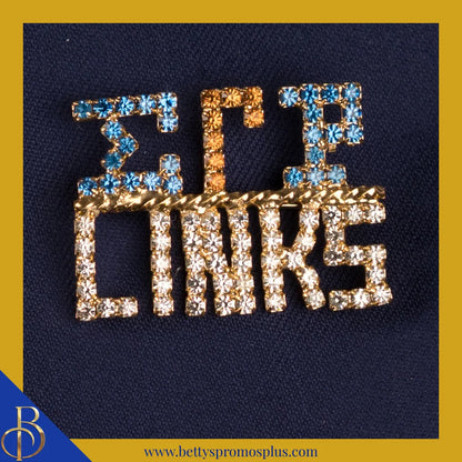 Sigma Gamma Rho ΣΓΡ/Links Rhinestone Pin-Sigma Gamma Rho Paraphernalia-Sigma Gamma Rho Rhinestone Pin-Betty's Promos Plus
