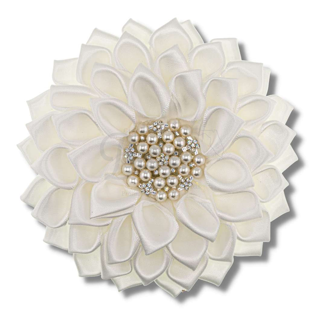 Uninterrupted White Silk Flower Brooch-Non-Org Specific Paraphernalia-Non-Org Specific Lapel Pin-Betty's Promos Plus