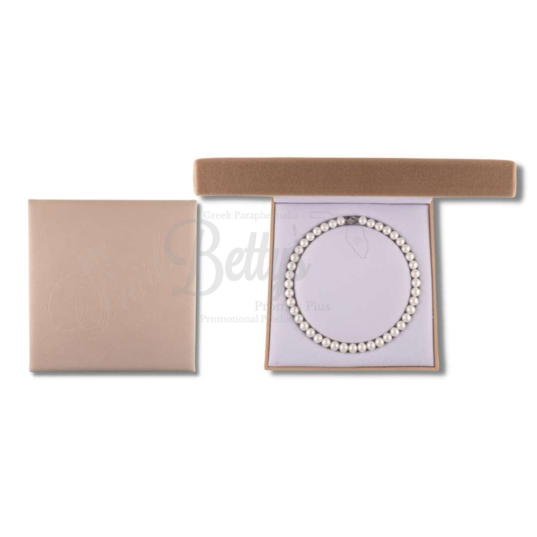 White Pearl Necklace with "My Pearls" Jewelry Box-Greek Paraphernalia-Greek Necklace-Betty's Promos Plus