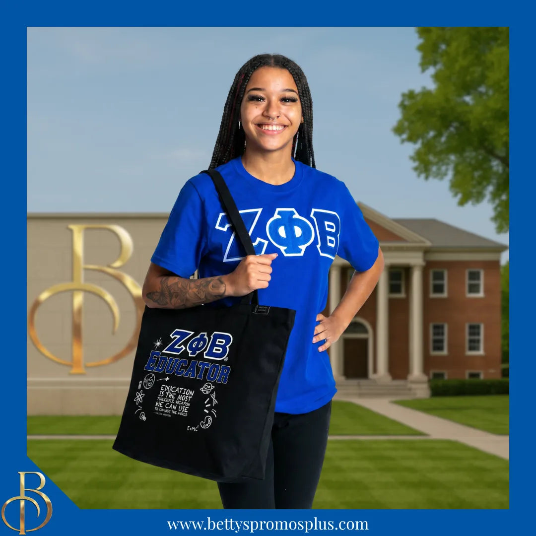 Zeta Phi Beta Educator Screen Printed Tote Bag-Zeta Phi Beta Paraphernalia-Zeta Phi Beta Tote Bags-Betty's Promos Plus