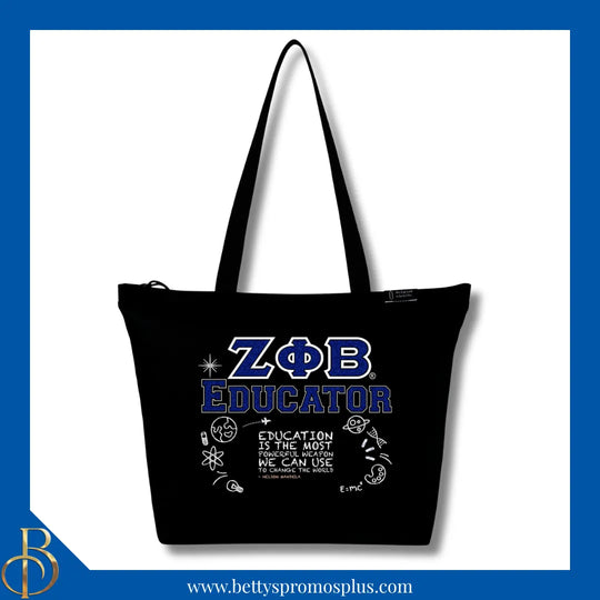 Zeta Phi Beta Educator Screen Printed Tote Bag-Zeta Phi Beta Paraphernalia-Zeta Phi Beta Tote Bags-Betty's Promos Plus