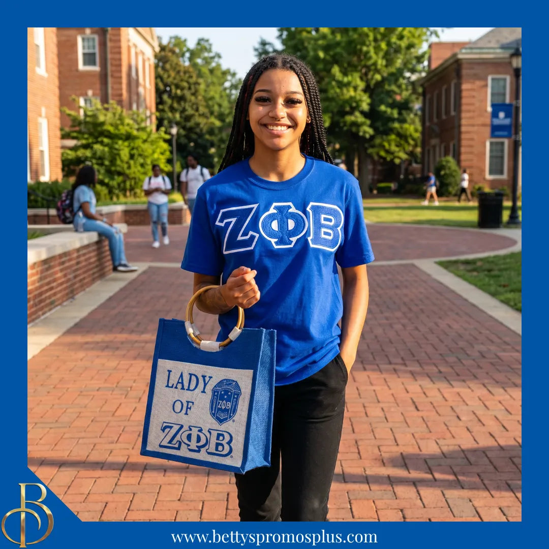 Zeta Phi Beta Lady of ΖΦΒ Sorority Jute Bag-Zeta Phi Beta Paraphernalia-Zeta Phi Beta Purses-Betty's Promos Plus