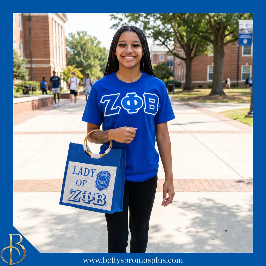 Zeta Phi Beta Lady of ΖΦΒ Sorority Jute Bag-Zeta Phi Beta Paraphernalia-Zeta Phi Beta Purses-Betty's Promos Plus