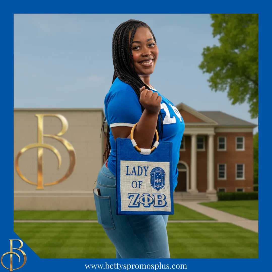 Zeta Phi Beta Lady of ΖΦΒ Sorority Jute Bag-Zeta Phi Beta Paraphernalia-Zeta Phi Beta Purses-Betty's Promos Plus