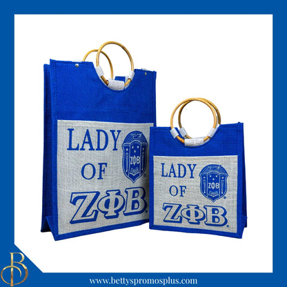 Zeta Phi Beta Lady of ΖΦΒ Sorority Jute Bag-Zeta Phi Beta Paraphernalia-Zeta Phi Beta Purses-Betty's Promos Plus