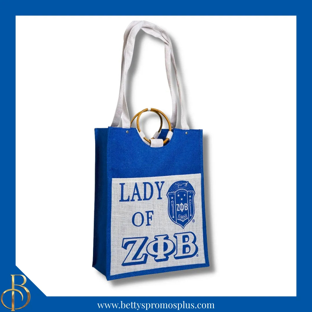 Zeta Phi Beta Lady of ΖΦΒ Sorority Jute Bag-Zeta Phi Beta Paraphernalia-Zeta Phi Beta Purses-Betty's Promos Plus