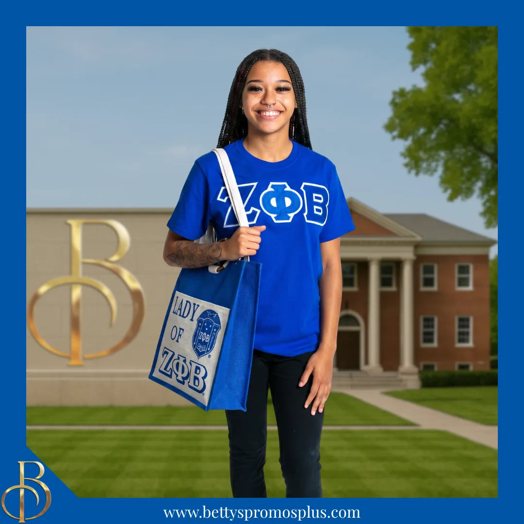Zeta Phi Beta Lady of ΖΦΒ Sorority Jute Bag-Zeta Phi Beta Paraphernalia-Zeta Phi Beta Purses-Betty's Promos Plus