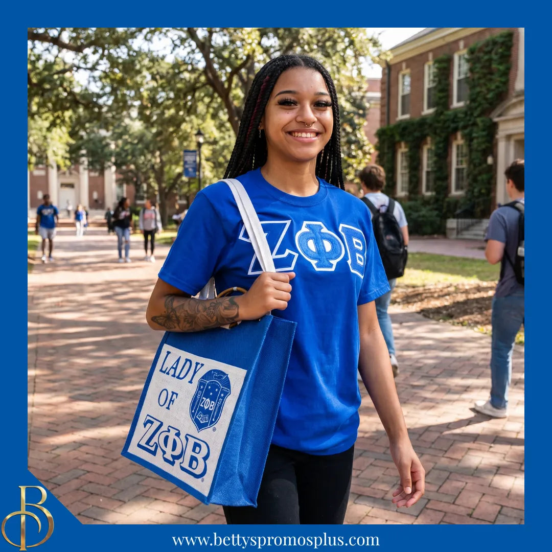 Zeta Phi Beta Lady of ΖΦΒ Sorority Jute Bag-Zeta Phi Beta Paraphernalia-Zeta Phi Beta Purses-Betty's Promos Plus