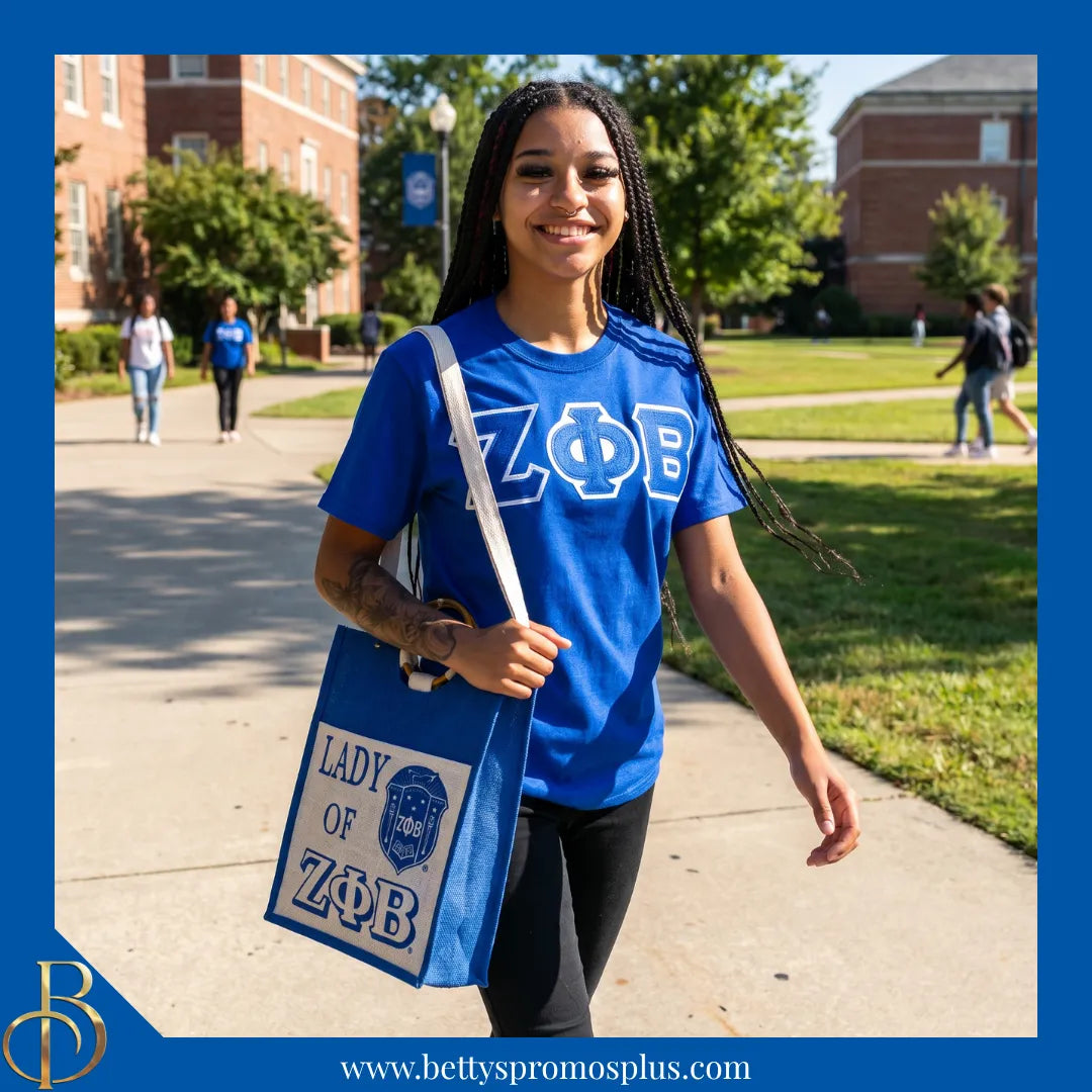 Zeta Phi Beta Lady of ΖΦΒ Sorority Jute Bag-Zeta Phi Beta Paraphernalia-Zeta Phi Beta Purses-Betty's Promos Plus