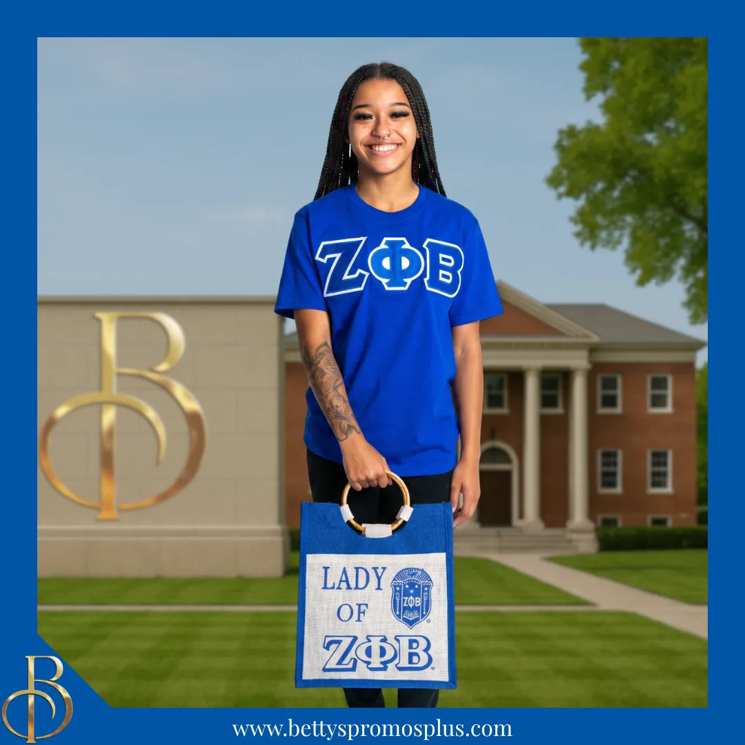 Zeta Phi Beta Lady of ΖΦΒ Sorority Jute Bag-Zeta Phi Beta Paraphernalia-Zeta Phi Beta Purses-Betty's Promos Plus