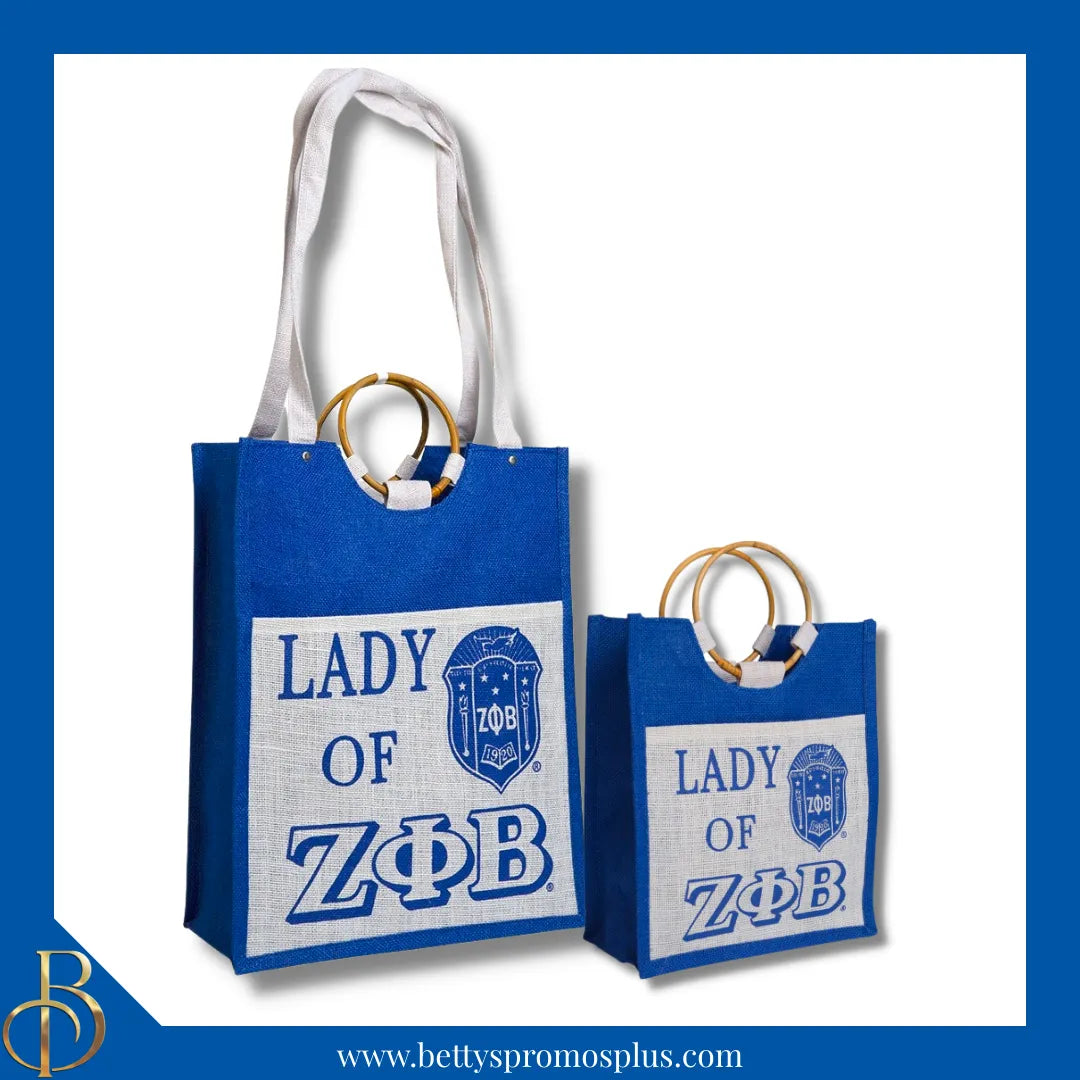 Zeta Phi Beta Lady of ΖΦΒ Sorority Jute Bag-Zeta Phi Beta Paraphernalia-Zeta Phi Beta Purses-Betty's Promos Plus