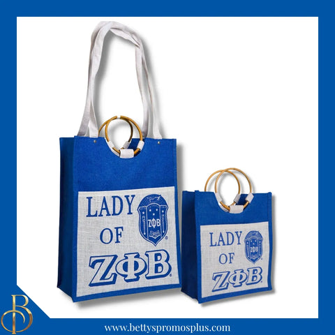 Zeta Phi Beta Lady of ΖΦΒ Sorority Jute Bag-Zeta Phi Beta Paraphernalia-Zeta Phi Beta Purses-Betty's Promos Plus