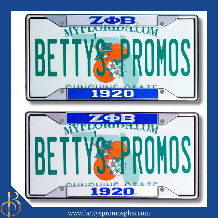 Zeta Phi Beta ΖΦΒ 1920 Chrome Laser Engraved Mirrored Acrylic Auto Tag License Plate Frame
