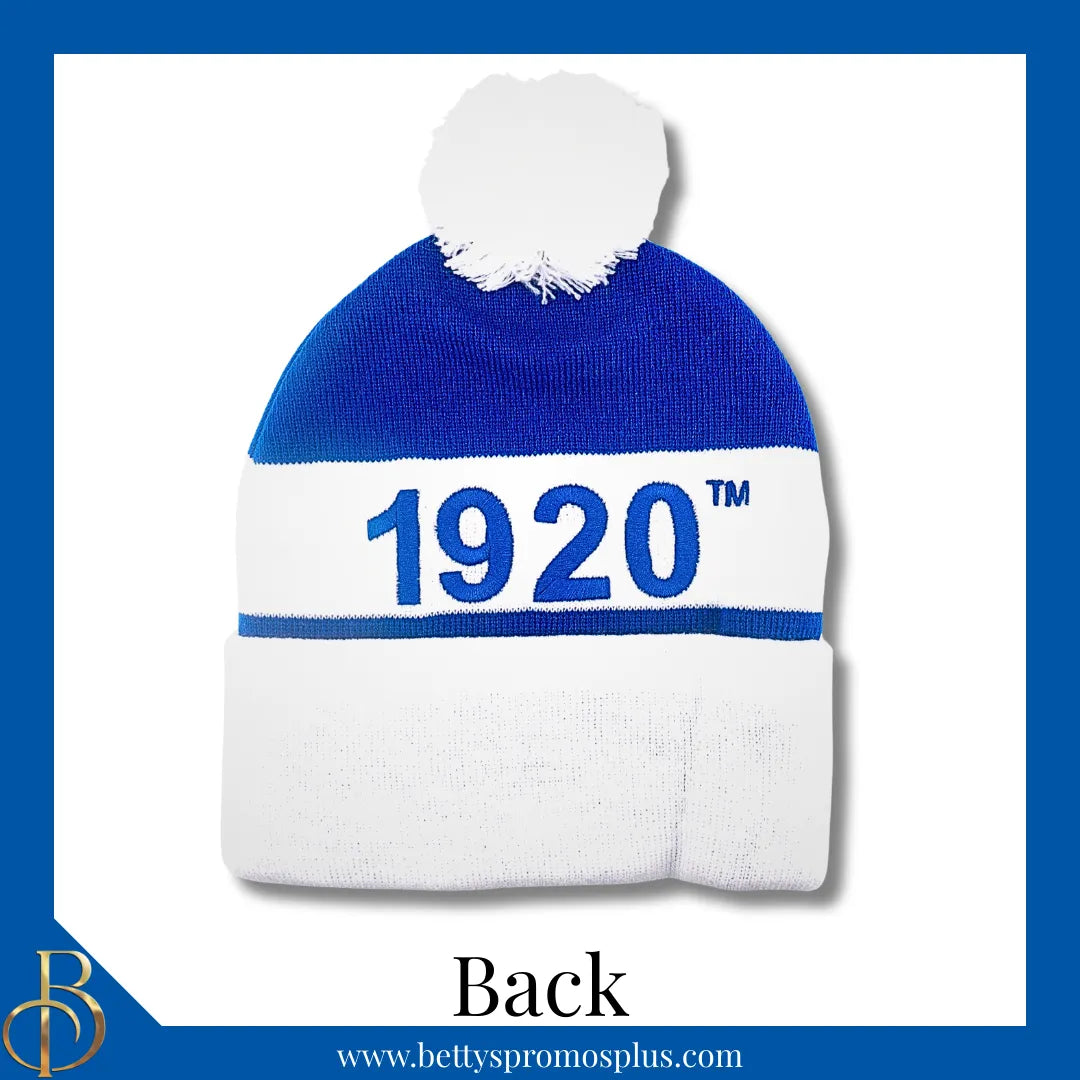 Zeta Phi Beta ΖΦΒ 1920 Embroidered Shield Knit Crest Beanie-Zeta Phi Beta Paraphernalia-Zeta Phi Beta Hats-Betty's Promos Plus