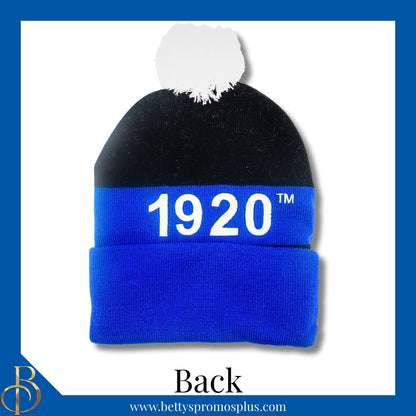 Zeta Phi Beta ΖΦΒ 1920 Embroidered Shield Knit Crest Beanie-Zeta Phi Beta Paraphernalia-Zeta Phi Beta Hats-Betty's Promos Plus