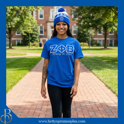 Zeta Phi Beta ΖΦΒ 1920 Embroidered Shield Knit Crest Beanie-Zeta Phi Beta Paraphernalia-Zeta Phi Beta Hats-Betty's Promos Plus