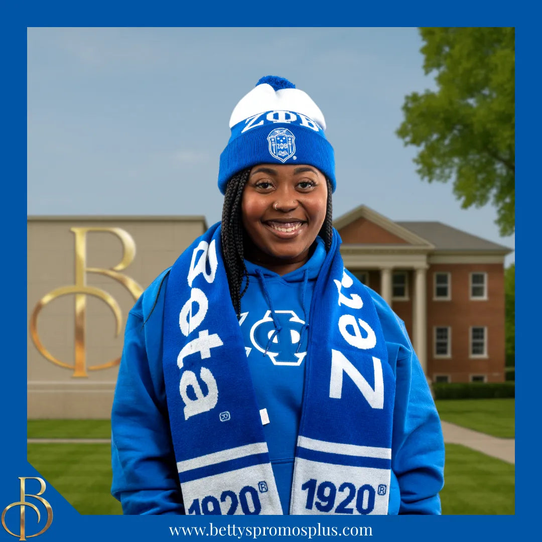 Zeta Phi Beta ΖΦΒ 1920 Embroidered Shield Knit Crest Beanie-Zeta Phi Beta Paraphernalia-Zeta Phi Beta Hats-Betty's Promos Plus