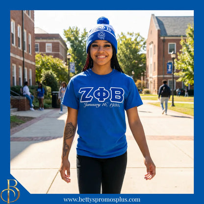 Zeta Phi Beta ΖΦΒ 1920 Embroidered Shield Knit Crest Beanie-Zeta Phi Beta Paraphernalia-Zeta Phi Beta Hats-Betty's Promos Plus