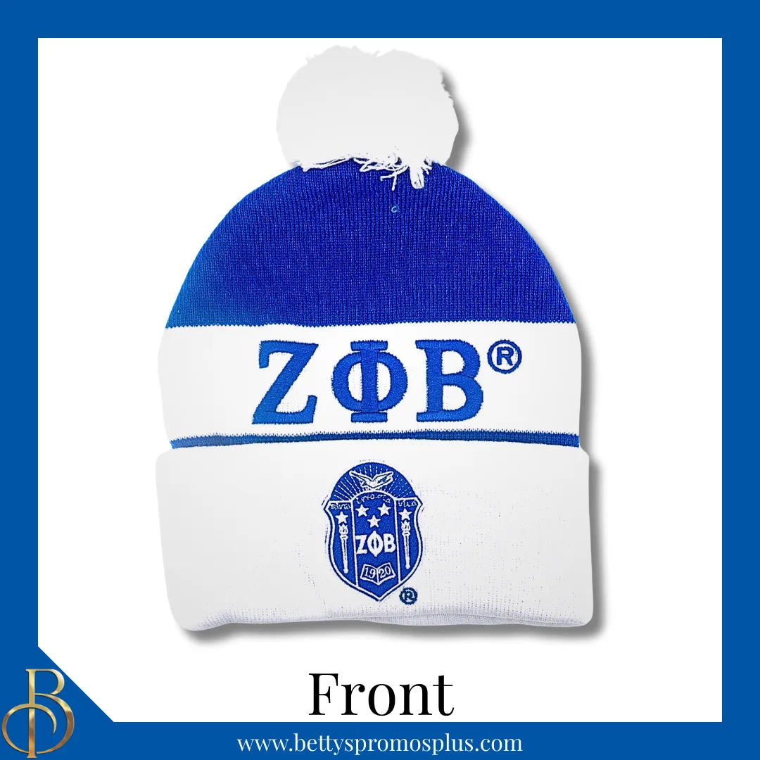 Zeta Phi Beta ΖΦΒ 1920 Embroidered Shield Knit Crest Beanie-Zeta Phi Beta Paraphernalia-Zeta Phi Beta Hats-Betty's Promos Plus